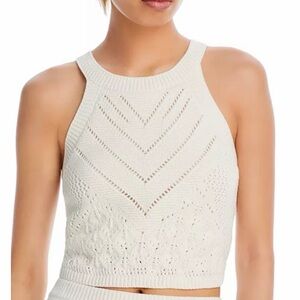 Aqua White Knit Crop Top